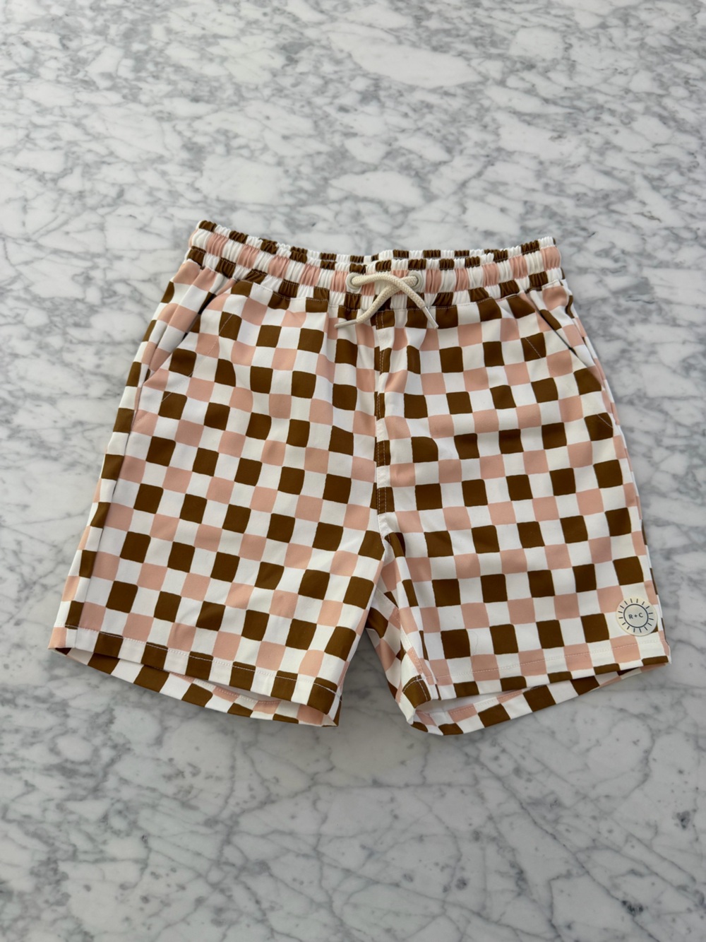 Rylee and Cru Checkered Swim Trunks